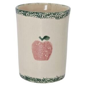 Vintage Guyroc Apple Tumbler Cream Green Red Ceramic Guy Roc